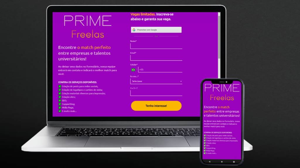 Prime Freelas – Processo de&nbsp;Ideação